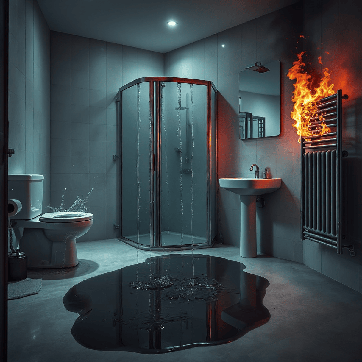 Ausnahmezustand im Badezimmer (KI-Generiert)
