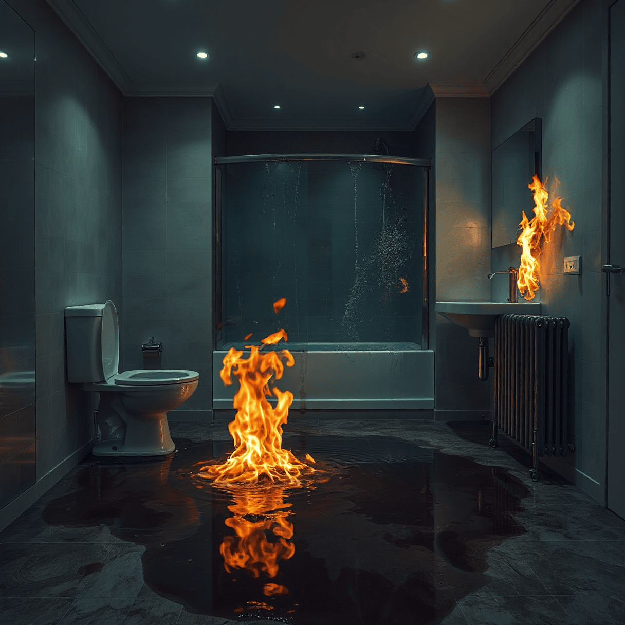 Ausnahmezustand im Badezimmer (KI-Generiert)