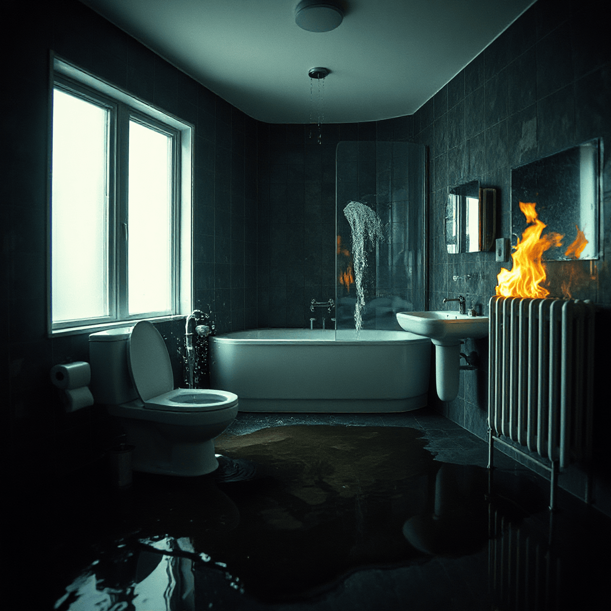 Ausnahmezustand im Badezimmer (KI-Generiert)