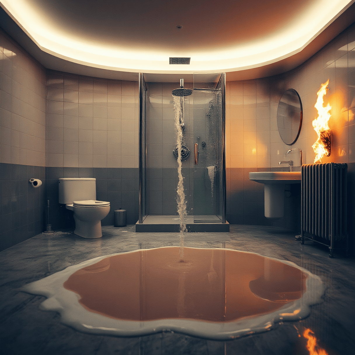 Ausnahmezustand im Badezimmer (KI-Generiert)