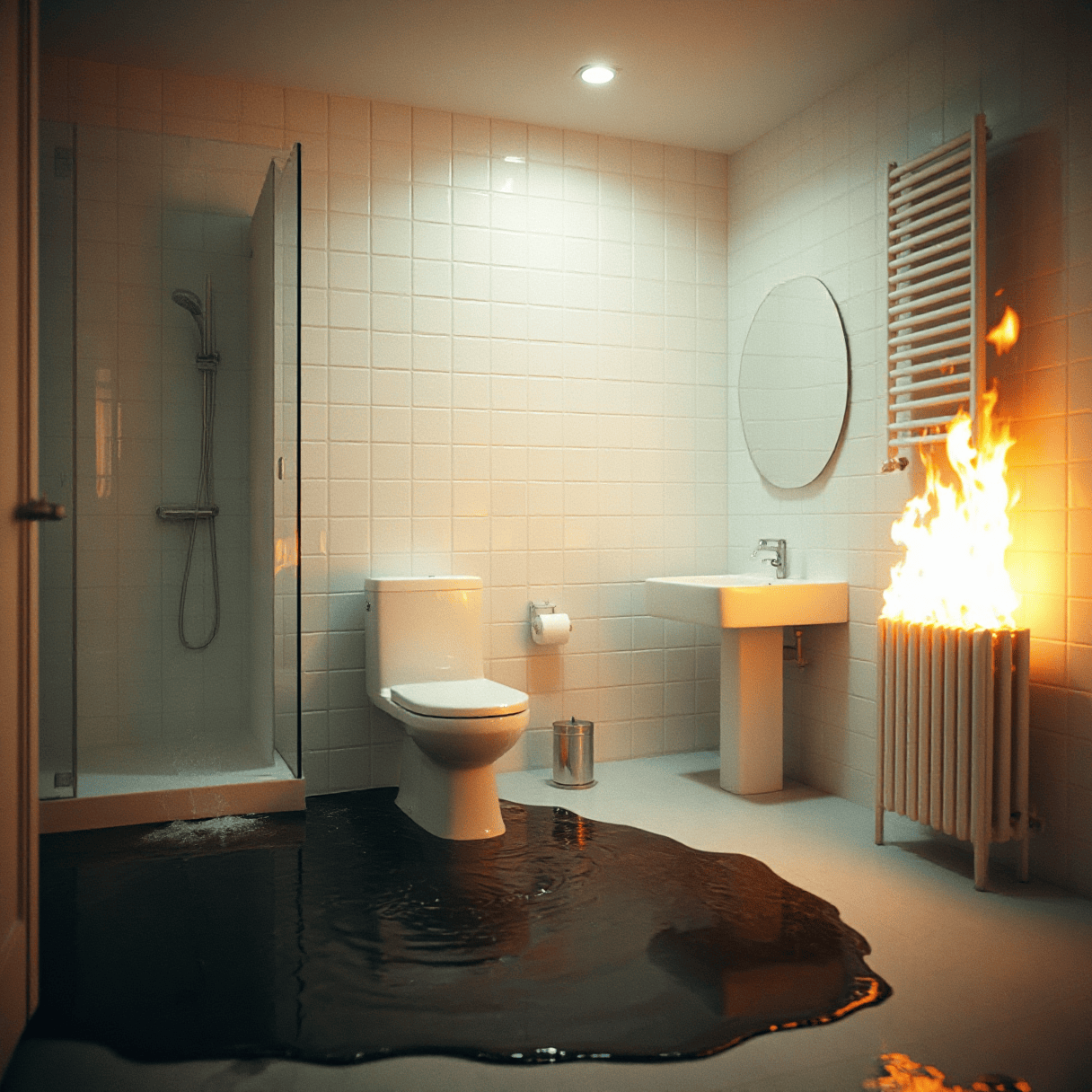 Ausnahmezustand im Badezimmer (KI-Generiert)