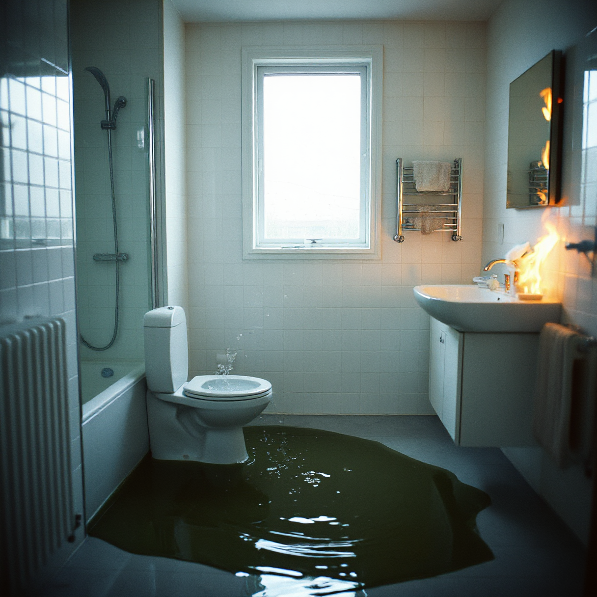 Ausnahmezustand im Badezimmer (KI-Generiert)
