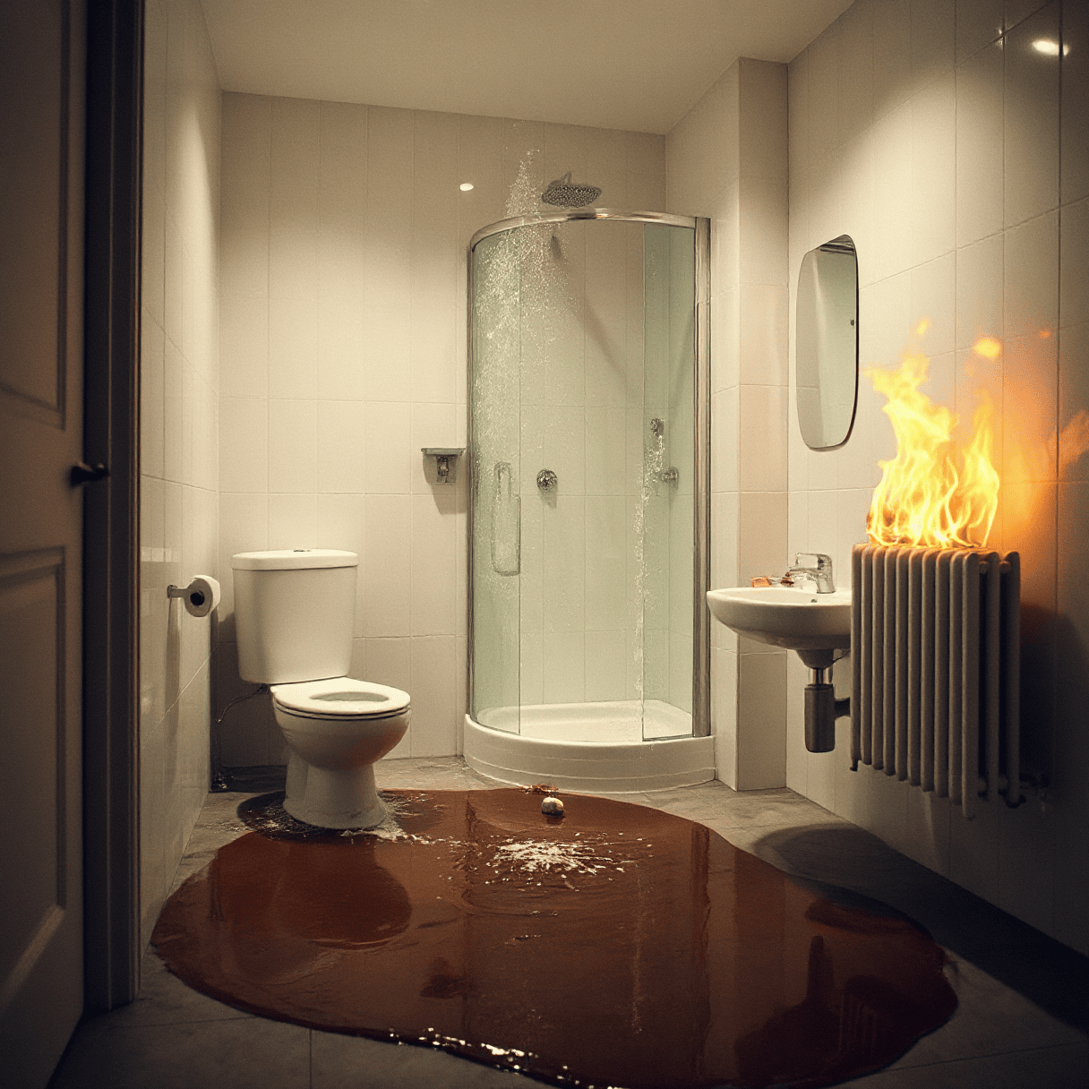 Ausnahmezustand im Badezimmer (KI-Generiert)