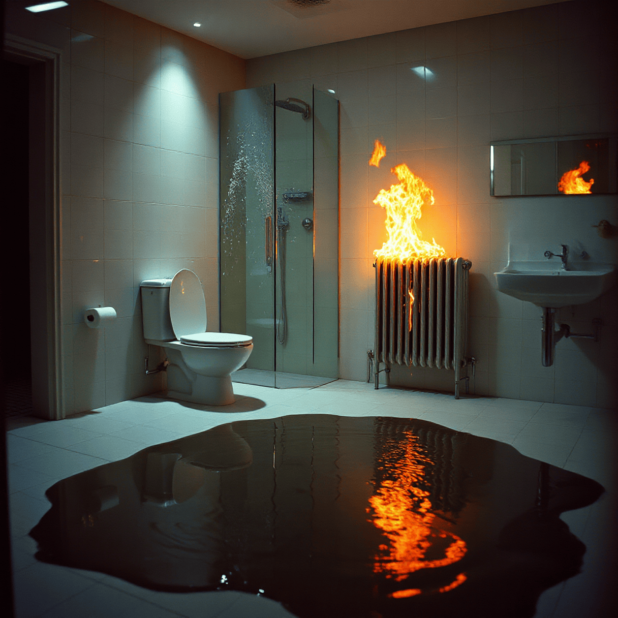 Ausnahmezustand im Badezimmer (KI-Generiert)