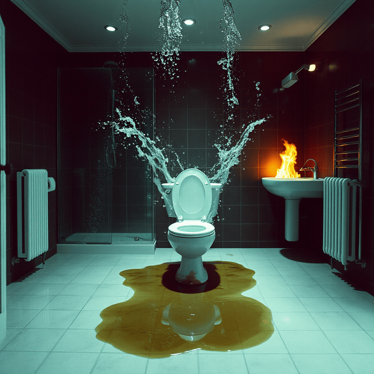 Ausnahmezustand im Badezimmer (KI-Generiert)