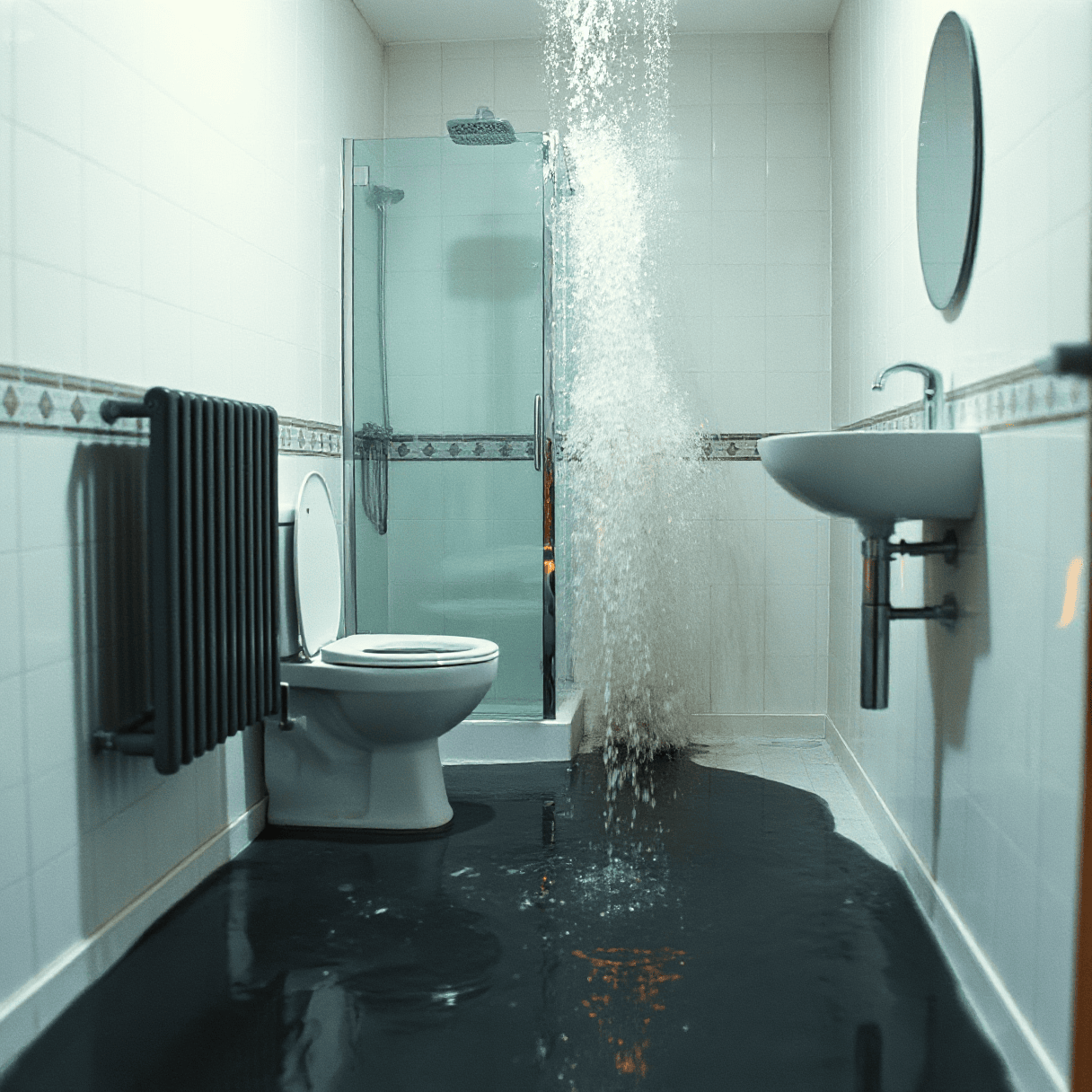 Ausnahmezustand im Badezimmer (KI-Generiert)