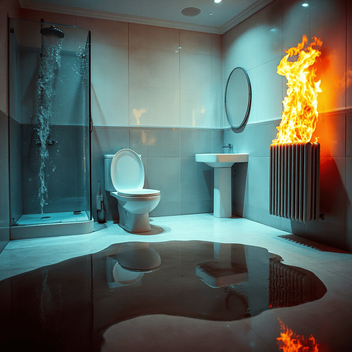 Ausnahmezustand im Badezimmer (KI-Generiert)