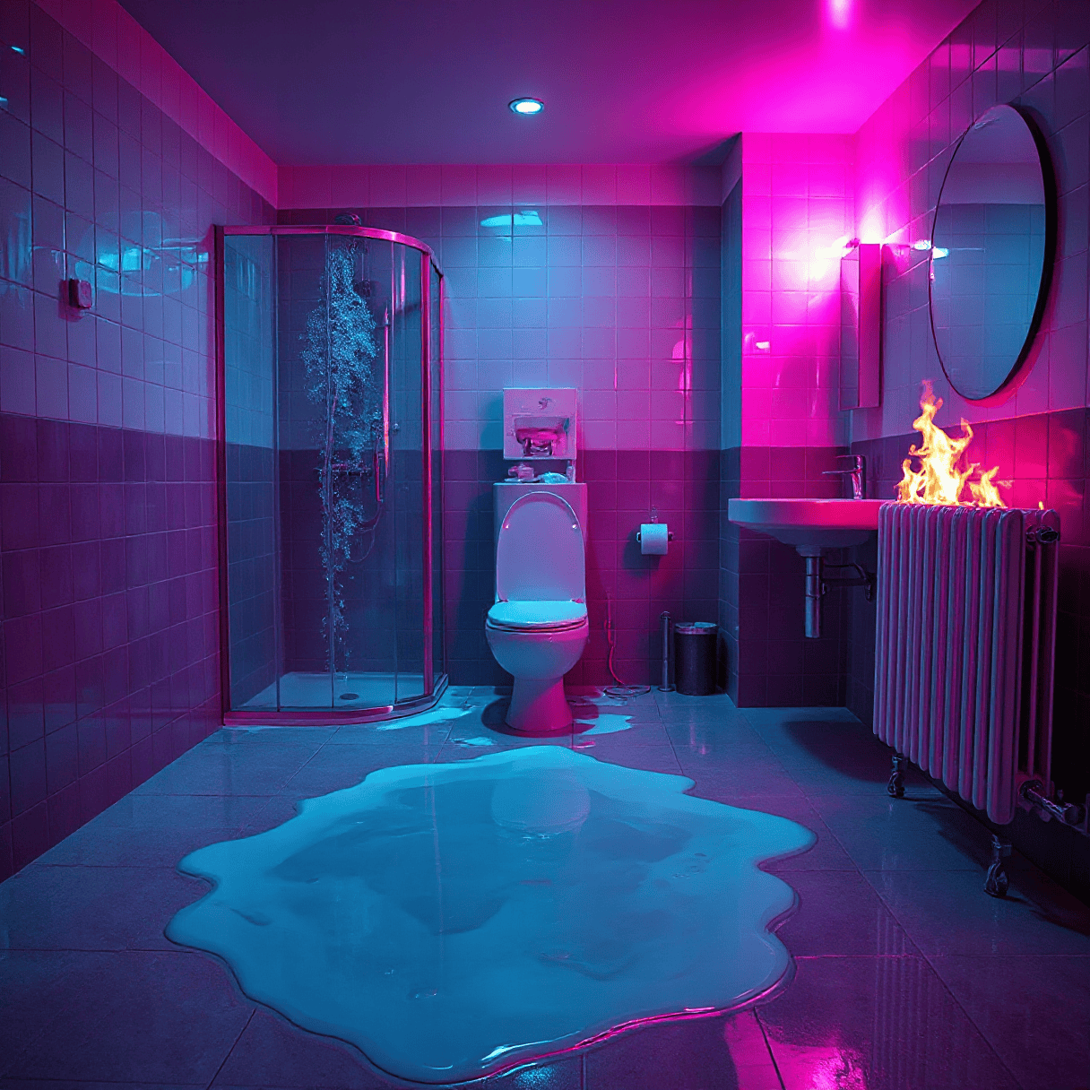 Ausnahmezustand im Badezimmer (KI-Generiert)