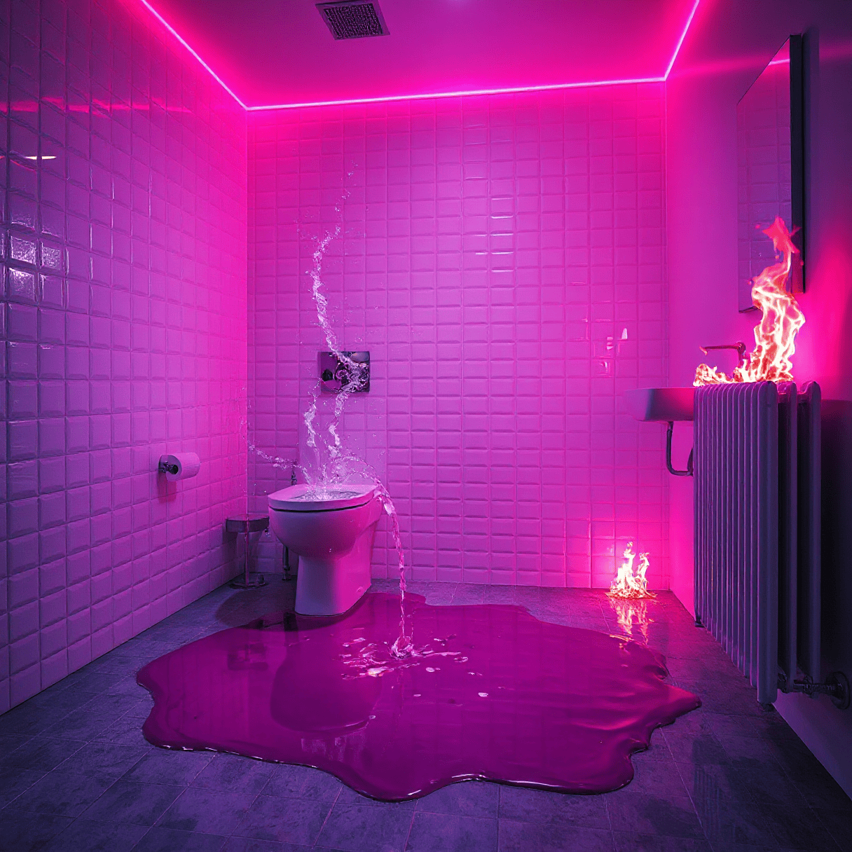 Ausnahmezustand im Badezimmer (KI-Generiert)