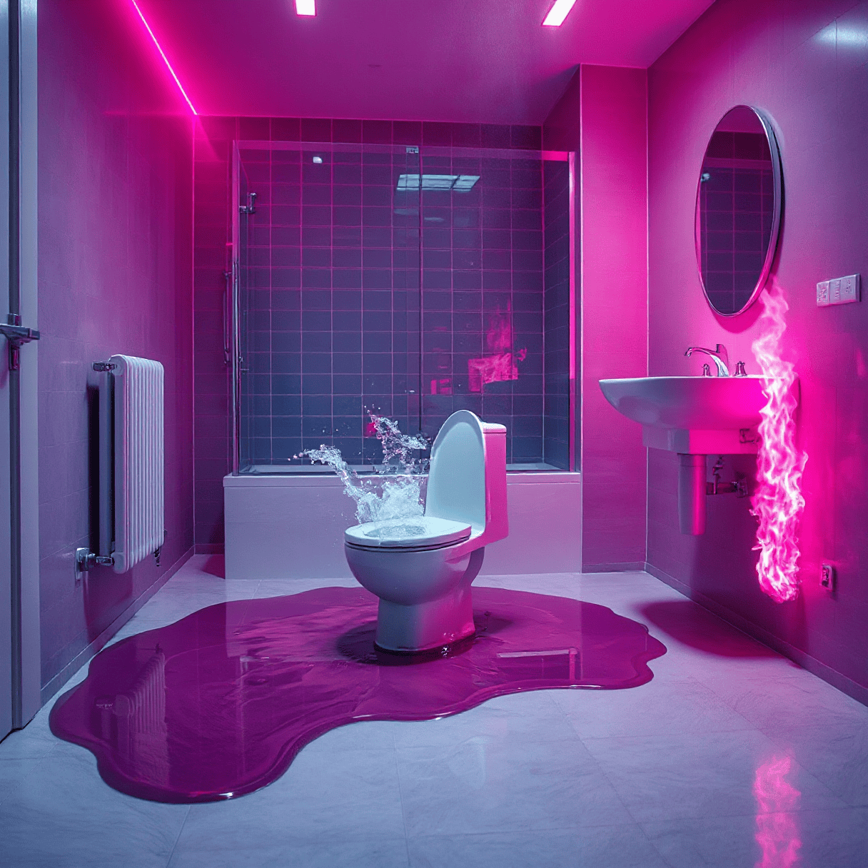 Ausnahmezustand im Badezimmer (KI-Generiert)